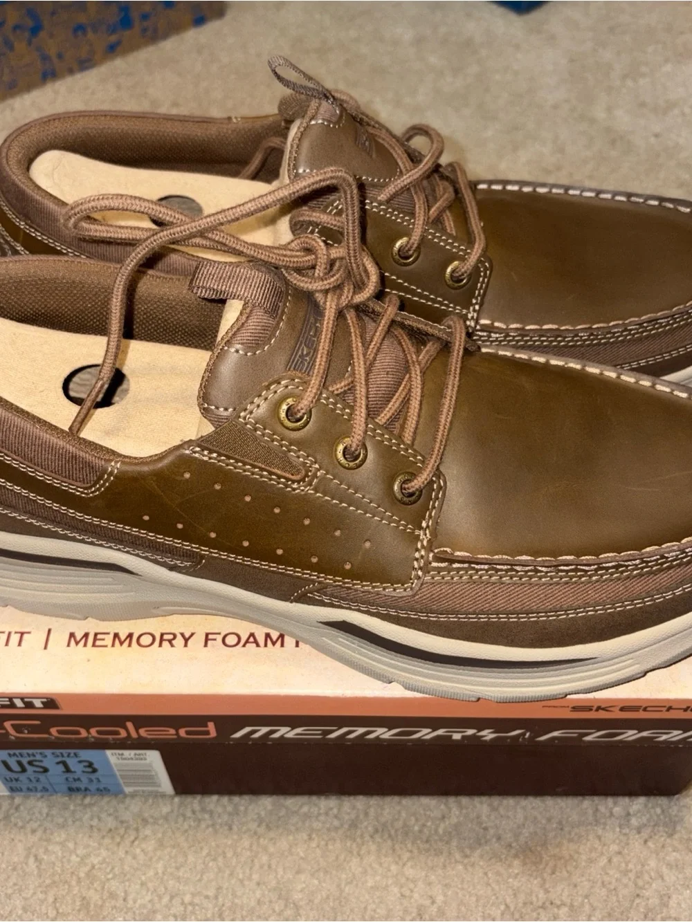 Skechers Men's Brown and Cream Boat Shoes